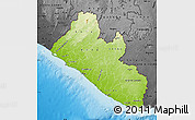 Physical Map of Liberia, darken, desaturated, land only