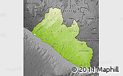 Physical Map of Liberia, darken, desaturated