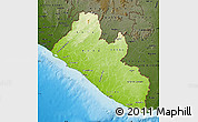 Physical Map of Liberia, darken, land only