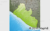 Physical Map of Liberia, darken, semi-desaturated, land only