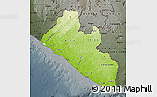 Physical Map of Liberia, darken, semi-desaturated