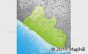 Physical Map of Liberia, desaturated, land only