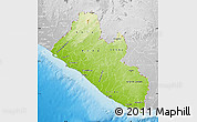 Physical Map of Liberia, lighten, desaturated, land only