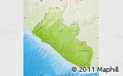 Physical Map of Liberia, lighten, land only