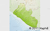 Physical Map of Liberia, lighten