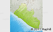 Physical Map of Liberia, lighten, semi-desaturated, land only
