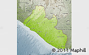 Physical Map of Liberia, semi-desaturated