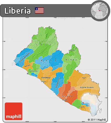 Political Map of Liberia, cropped outside