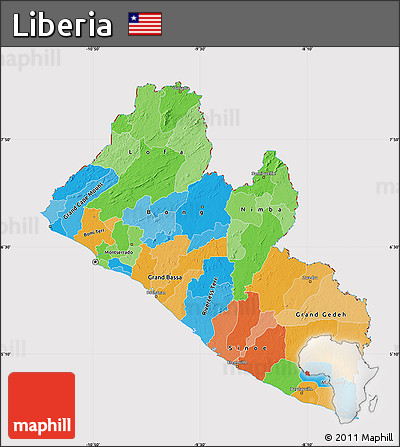 Political Map of Liberia, cropped outside