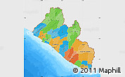 Political Map of Liberia, single color outside, bathymetry sea