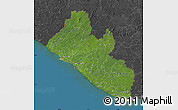 Satellite Map of Liberia, darken, desaturated, land only