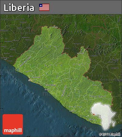 Satellite Map of Liberia, darken