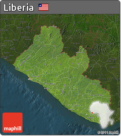 Satellite Map of Liberia, darken