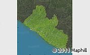 Satellite Map of Liberia, darken, semi-desaturated, land only