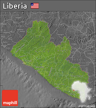 Satellite Map of Liberia, desaturated