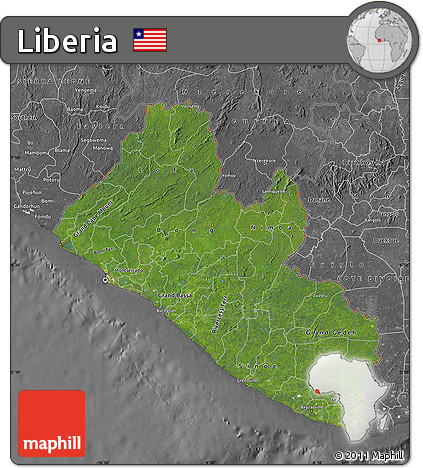 Satellite Map of Liberia, desaturated