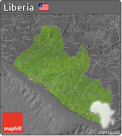 Satellite Map of Liberia, desaturated