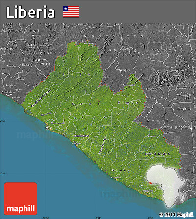Satellite Map of Liberia, desaturated, land only