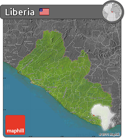Satellite Map of Liberia, desaturated, land only