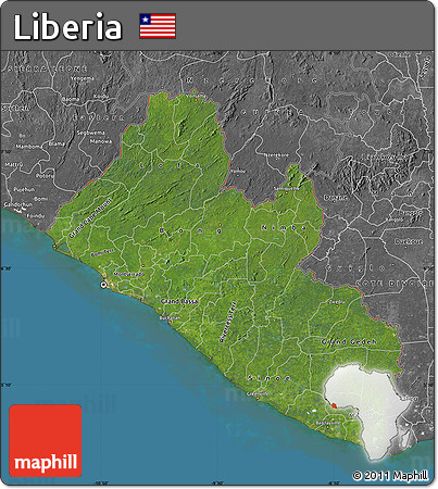 Satellite Map of Liberia, desaturated, land only