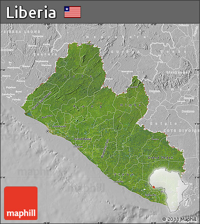 Satellite Map of Liberia, lighten, desaturated