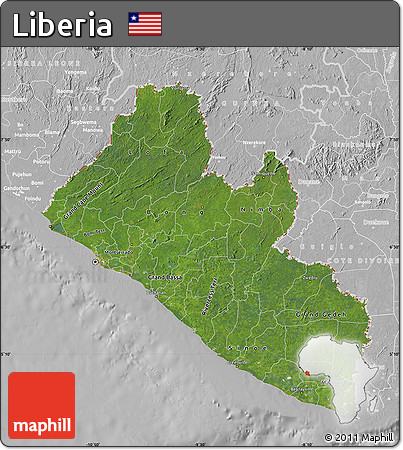 Satellite Map of Liberia, lighten, desaturated