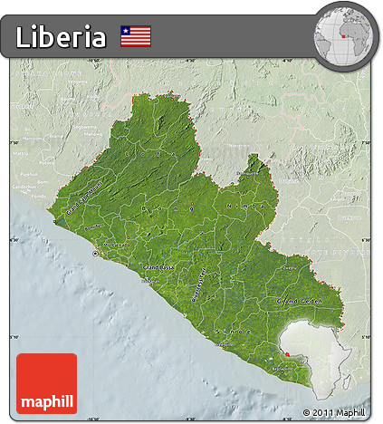Satellite Map of Liberia, lighten