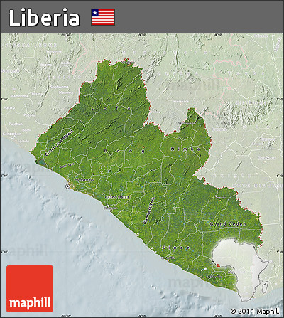 Satellite Map of Liberia, lighten