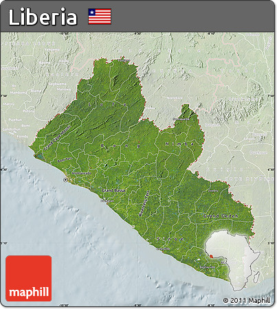 Satellite Map of Liberia, lighten