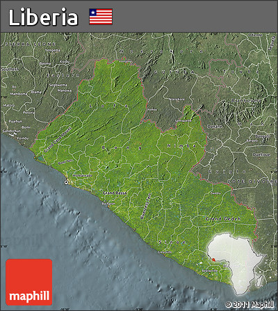 Satellite Map of Liberia, semi-desaturated