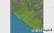Satellite Map of Liberia, semi-desaturated, land only