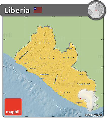 Savanna Style Map of Liberia, single color outside