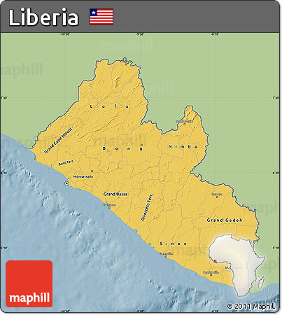 Savanna Style Map of Liberia, single color outside