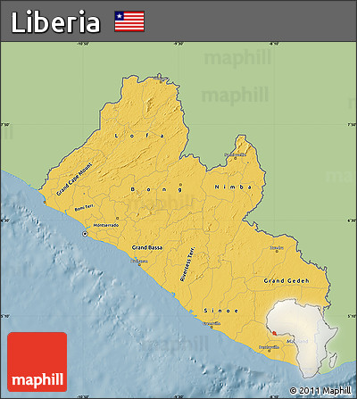 Savanna Style Map of Liberia, single color outside