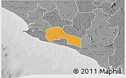 Political 3D Map of Mamba Kaba, desaturated