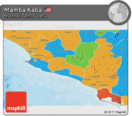 Political 3D Map of Mamba Kaba