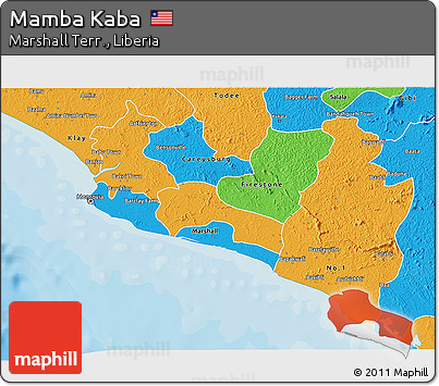 Political 3D Map of Mamba Kaba