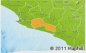 Political 3D Map of Mamba Kaba, physical outside