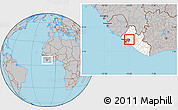Gray Location Map of Kakata, highlighted country, highlighted parent region
