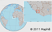 Gray Location Map of Kakata, highlighted parent region