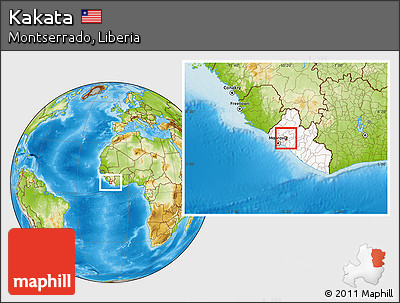 Physical Location Map of Kakata, highlighted country