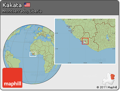 Savanna Style Location Map of Kakata, highlighted parent region