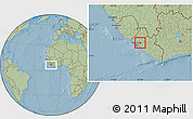 Savanna Style Location Map of Kakata, hill shading