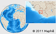 Shaded Relief Location Map of Kakata, highlighted parent region