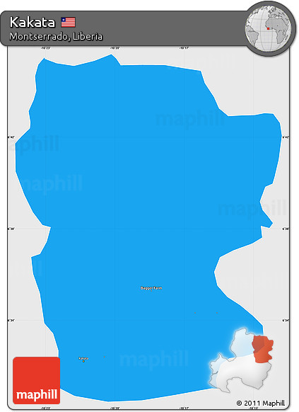 Political Simple Map of Kakata, single color outside