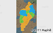 Political 3D Map of Nimba, darken, semi-desaturated