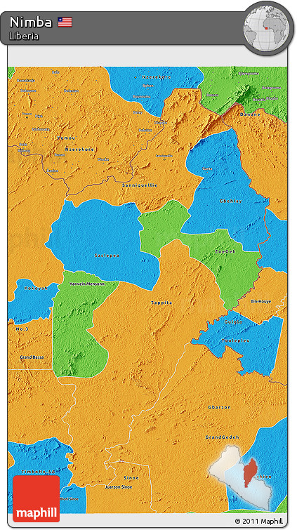 Political 3D Map of Nimba