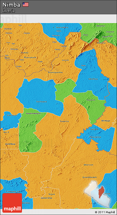 Political 3D Map of Nimba
