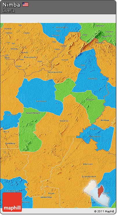 Political 3D Map of Nimba