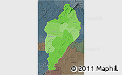 Political Shades 3D Map of Nimba, darken, semi-desaturated